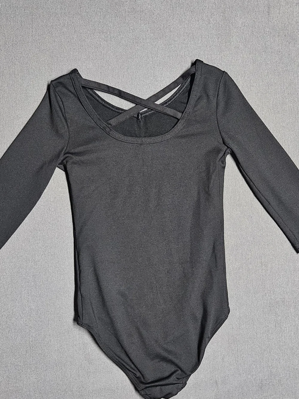 Danskin Now Girls' Black Long-Sleeve Dance Leotard with Cross-Back Straps XS 4/5